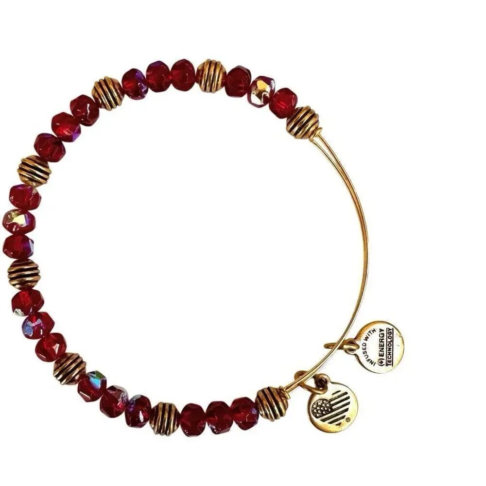 ALEX AND ANI red and gold tone beaded bracelet